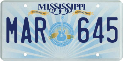 MS license plate MAR645