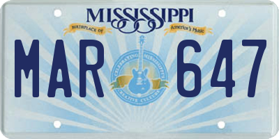 MS license plate MAR647