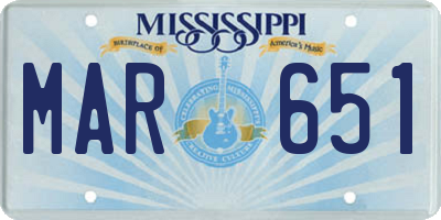 MS license plate MAR651