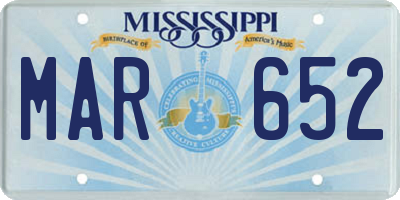 MS license plate MAR652