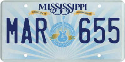 MS license plate MAR655