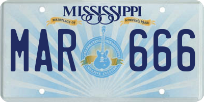 MS license plate MAR666