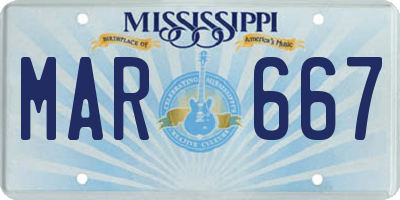 MS license plate MAR667