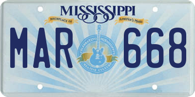 MS license plate MAR668