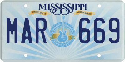 MS license plate MAR669