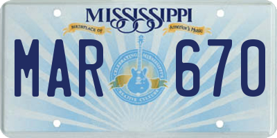 MS license plate MAR670