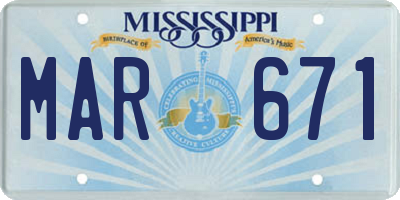 MS license plate MAR671