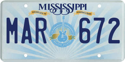 MS license plate MAR672