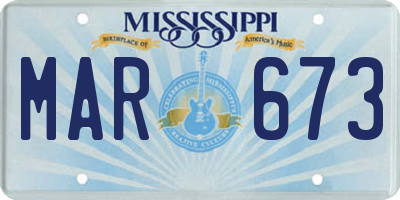 MS license plate MAR673