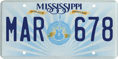 MS license plate MAR678