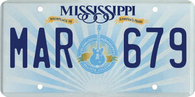 MS license plate MAR679