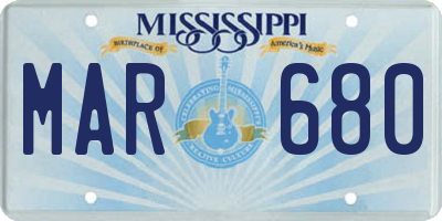 MS license plate MAR680