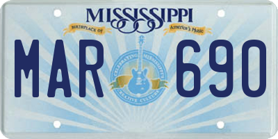 MS license plate MAR690