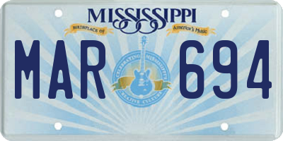 MS license plate MAR694