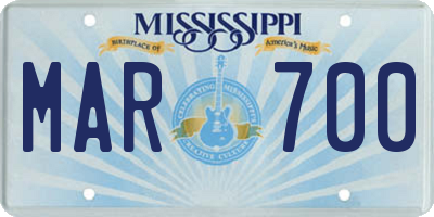 MS license plate MAR700