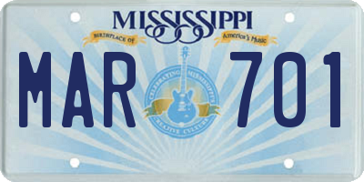 MS license plate MAR701