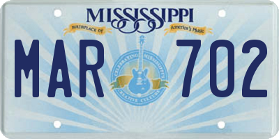 MS license plate MAR702