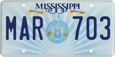 MS license plate MAR703