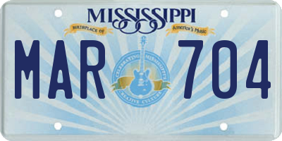 MS license plate MAR704