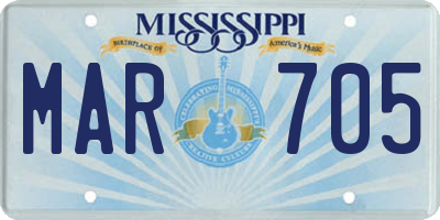 MS license plate MAR705