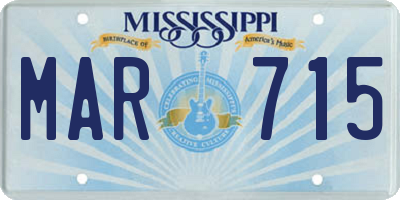 MS license plate MAR715