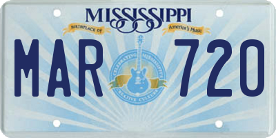 MS license plate MAR720