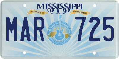 MS license plate MAR725