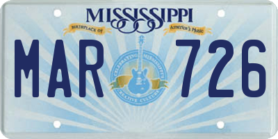 MS license plate MAR726