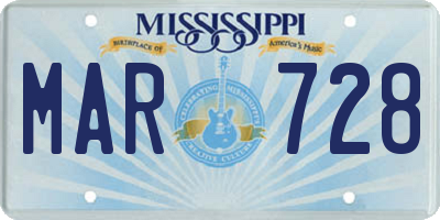 MS license plate MAR728