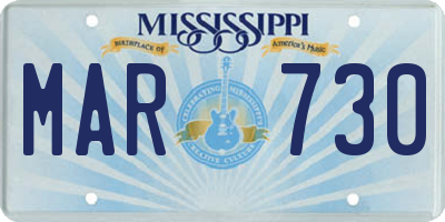 MS license plate MAR730