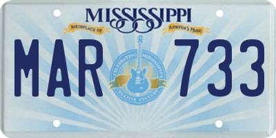 MS license plate MAR733