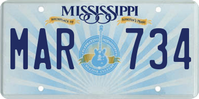 MS license plate MAR734