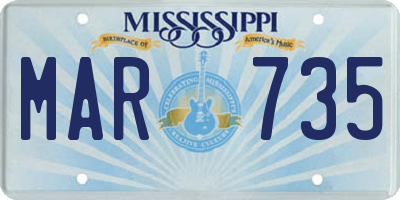 MS license plate MAR735