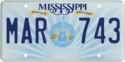 MS license plate MAR743