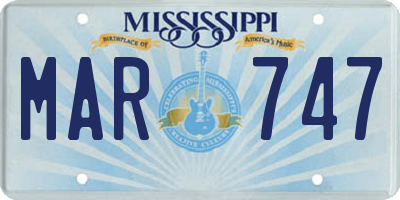 MS license plate MAR747