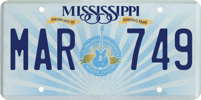 MS license plate MAR749
