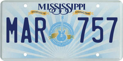 MS license plate MAR757