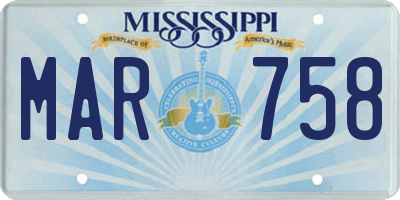 MS license plate MAR758