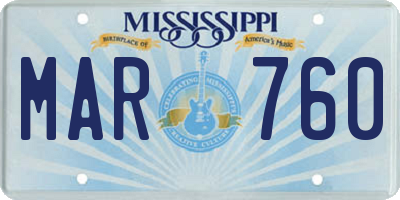 MS license plate MAR760