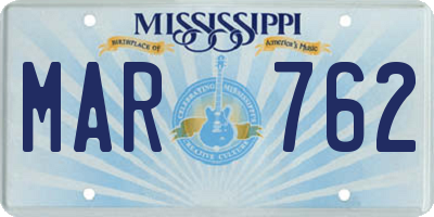 MS license plate MAR762