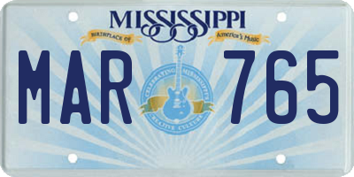 MS license plate MAR765