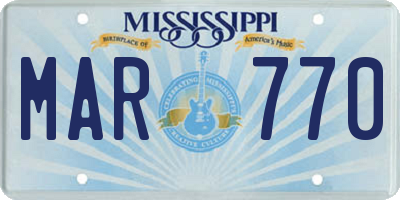 MS license plate MAR770