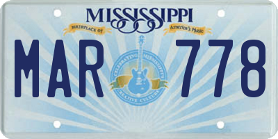MS license plate MAR778
