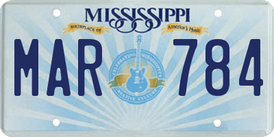 MS license plate MAR784