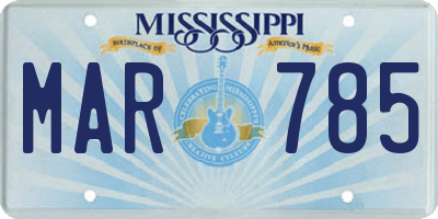 MS license plate MAR785