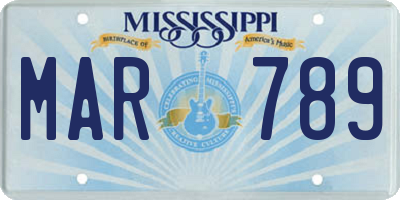 MS license plate MAR789