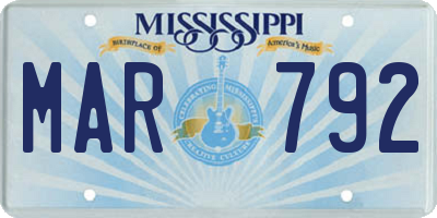 MS license plate MAR792