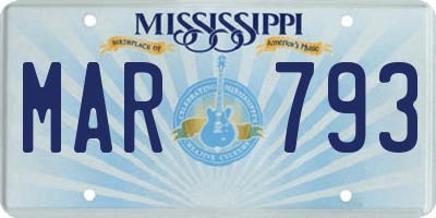 MS license plate MAR793