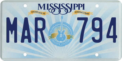 MS license plate MAR794