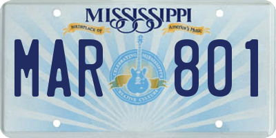 MS license plate MAR801